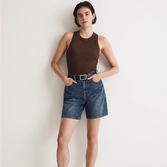 Madewell Supima Brightside Rib Cutaway Tank NWT in Dark Coffee - Picture 6 of 12